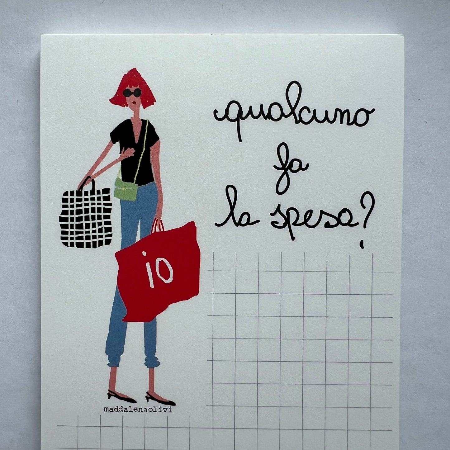 blocco rettangolare MADDALENA OLIVI "qualcuno fa la spesa?"