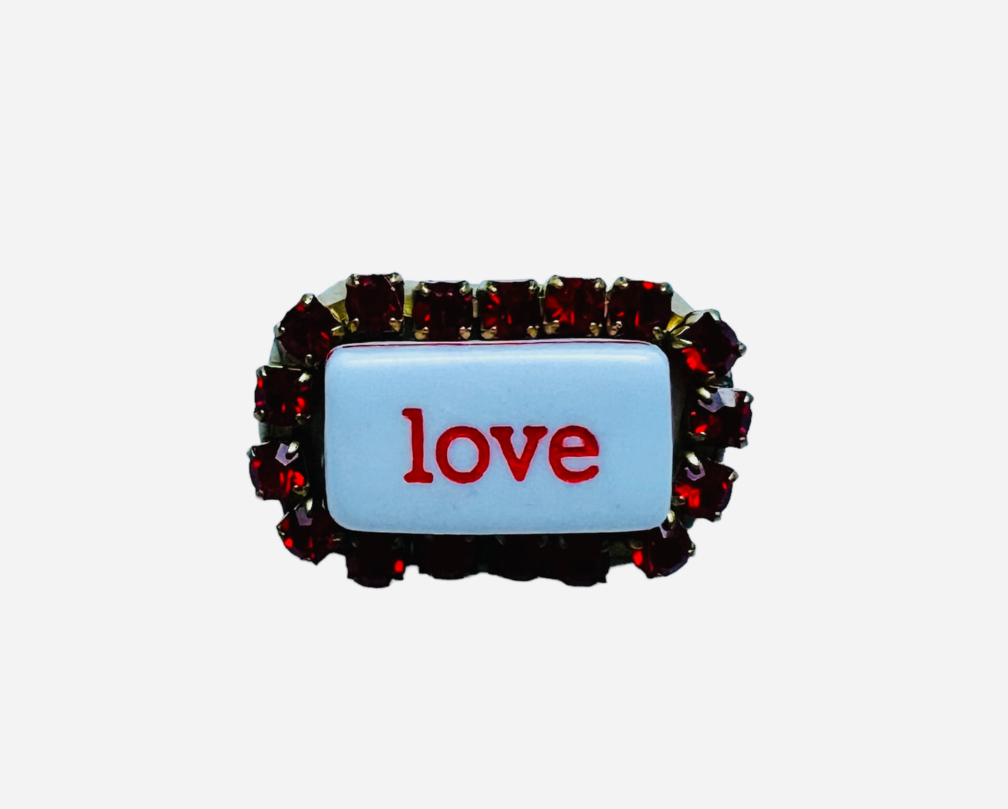 spilla TEZEE "love" con profilo-giro strass rosso