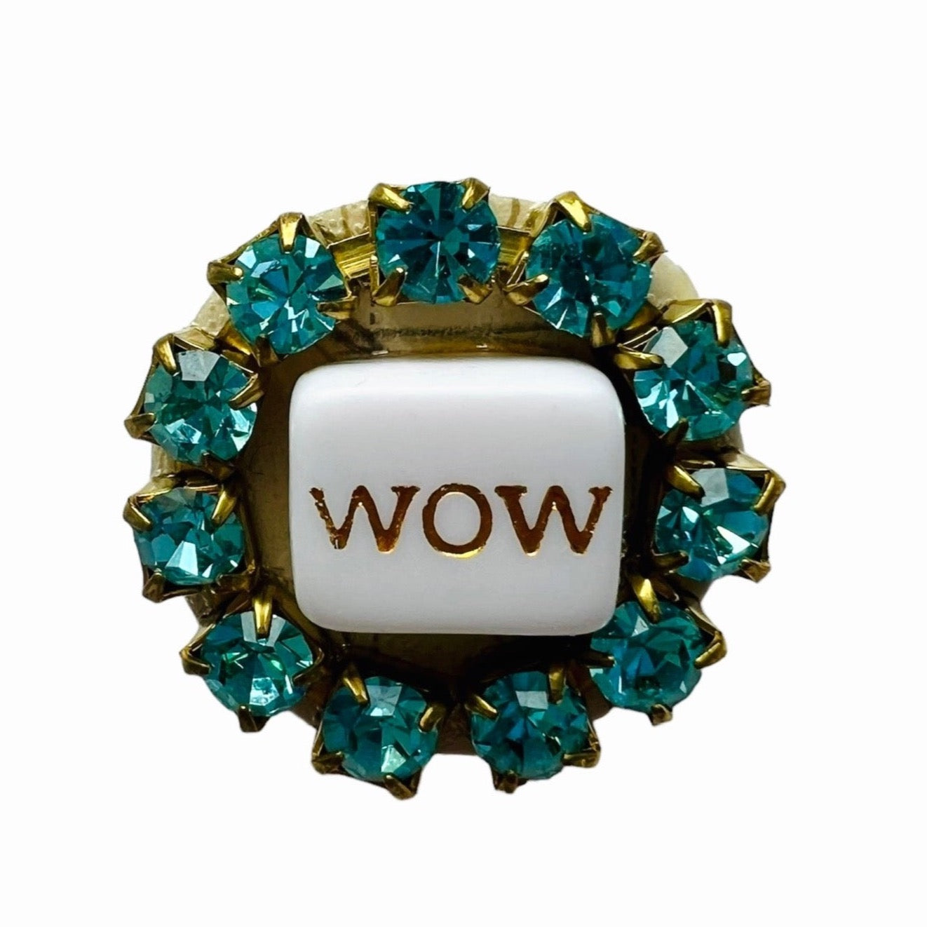 spilla TEZEE "wow" con profilo strass azzurri