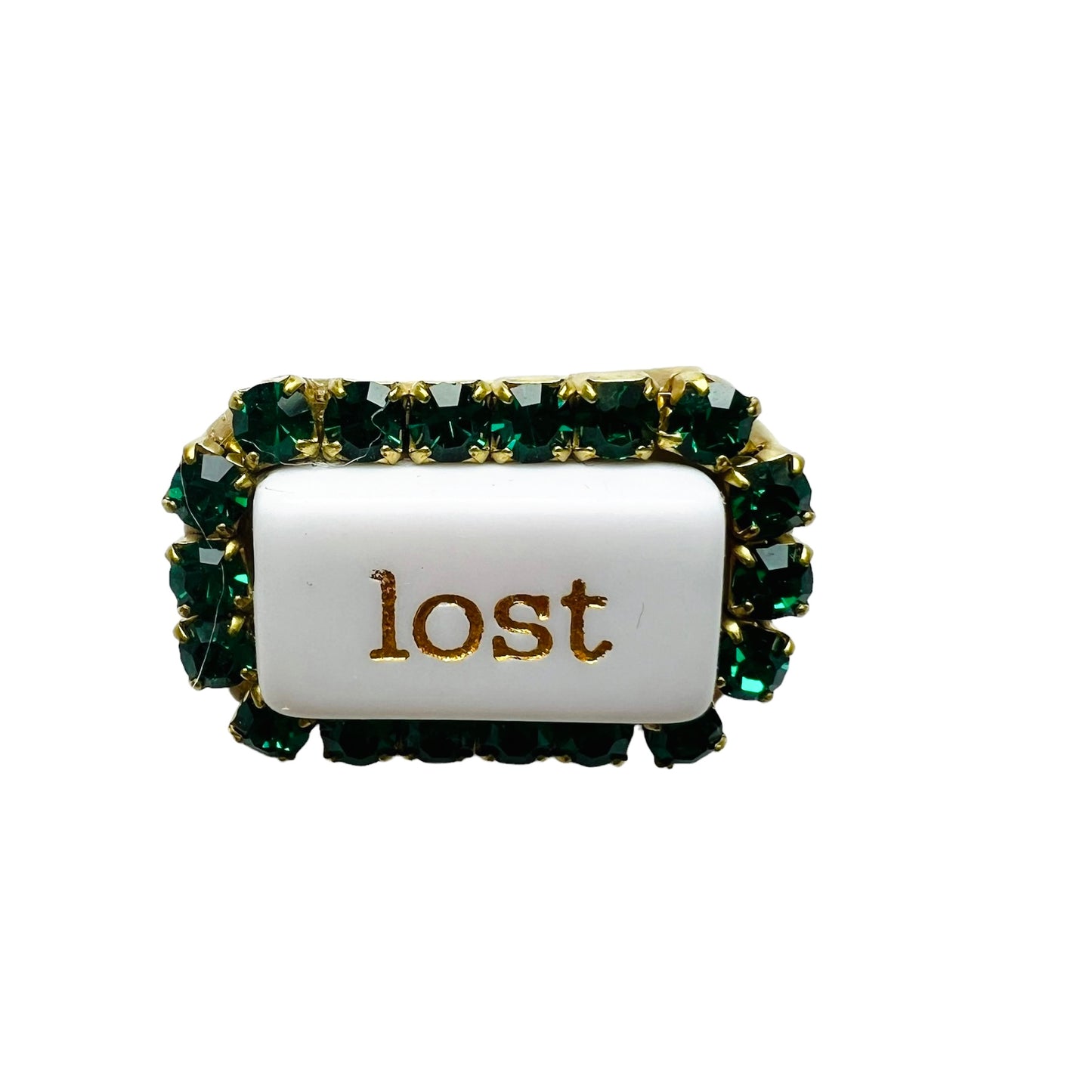 spilla TEZEE "lost" con profilo strass verdi