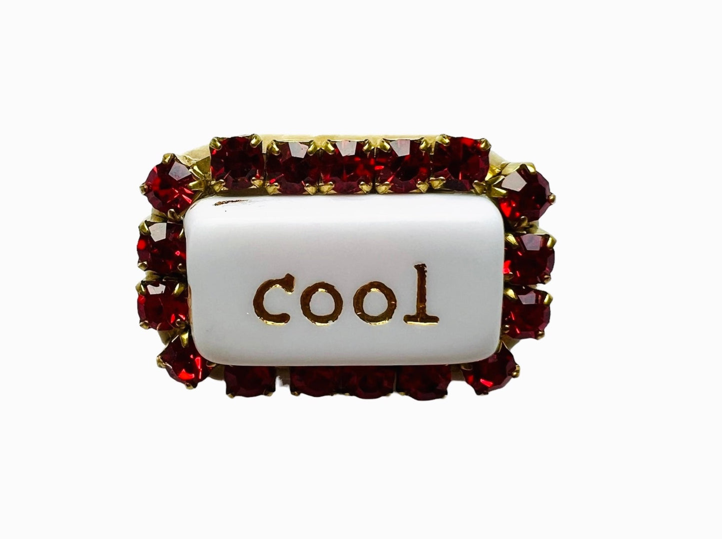 spilla TEZEE "cool" con profilo strass rossi