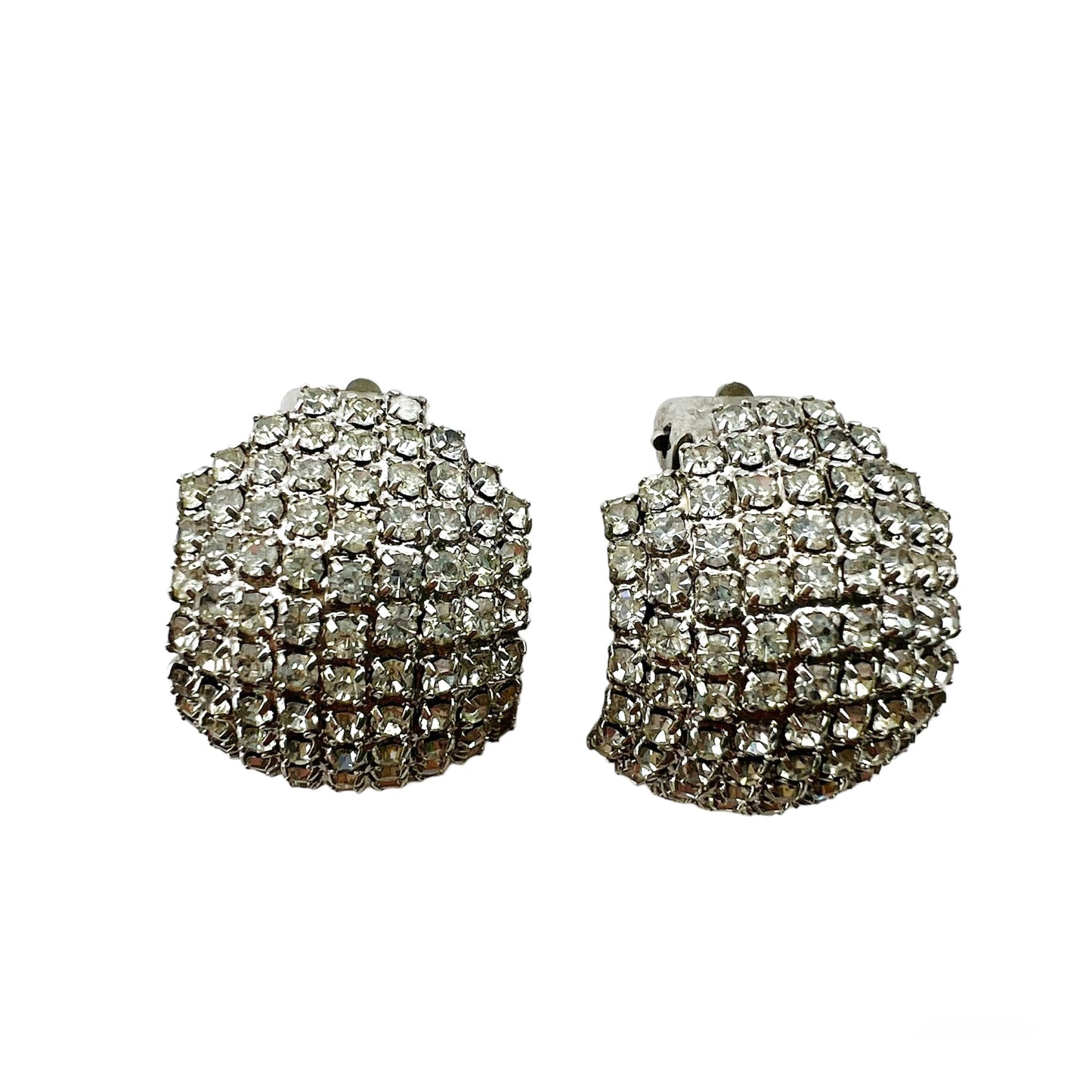 VINTAGE! Orecchini a clip bombati con strass