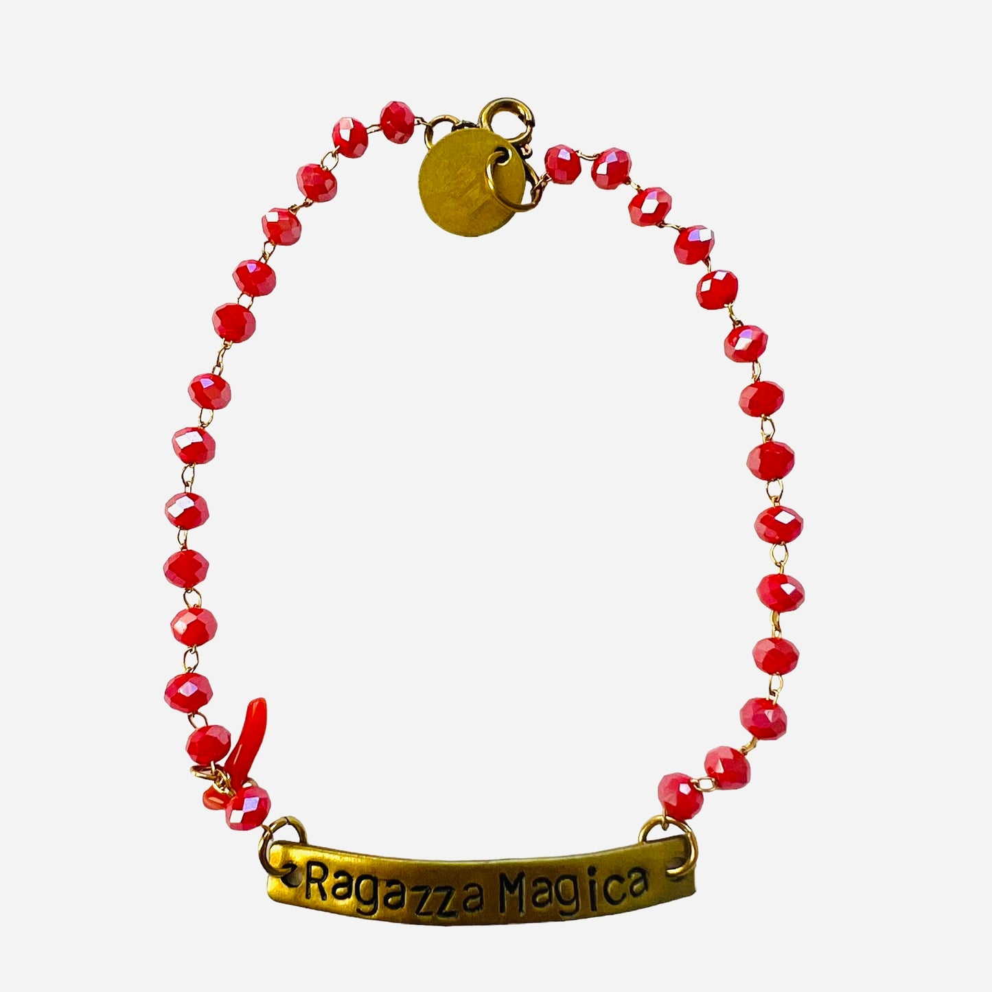 braccialetto MR BIGGY BIJOUX cristalli rossi "ragazza magica "