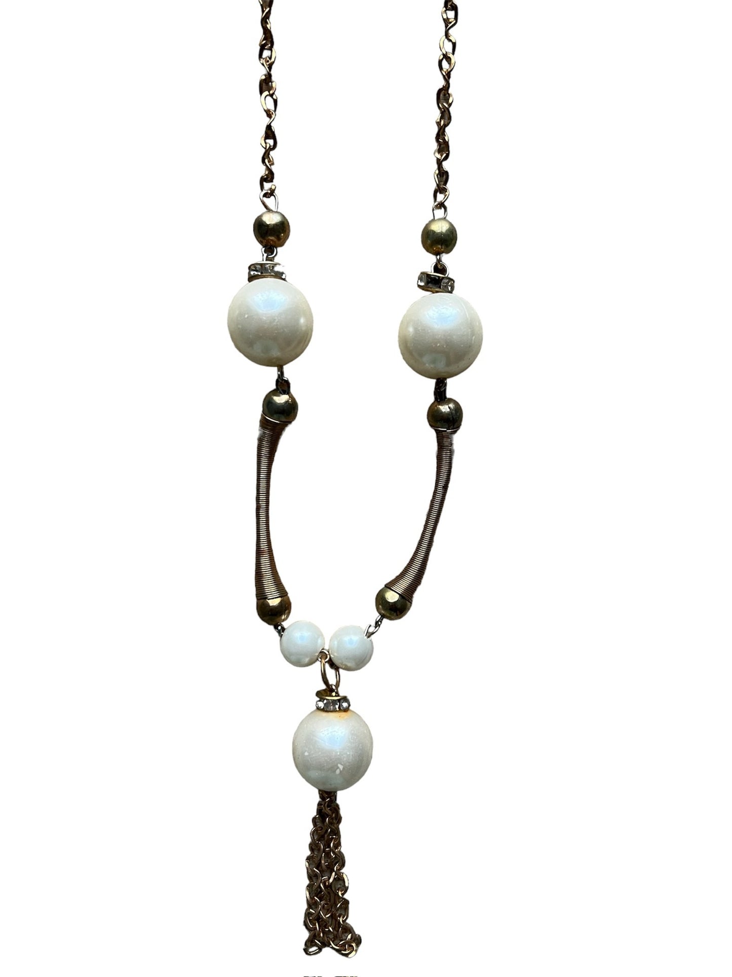 VINTAGE! collana lunga con perle ed elementi allungati