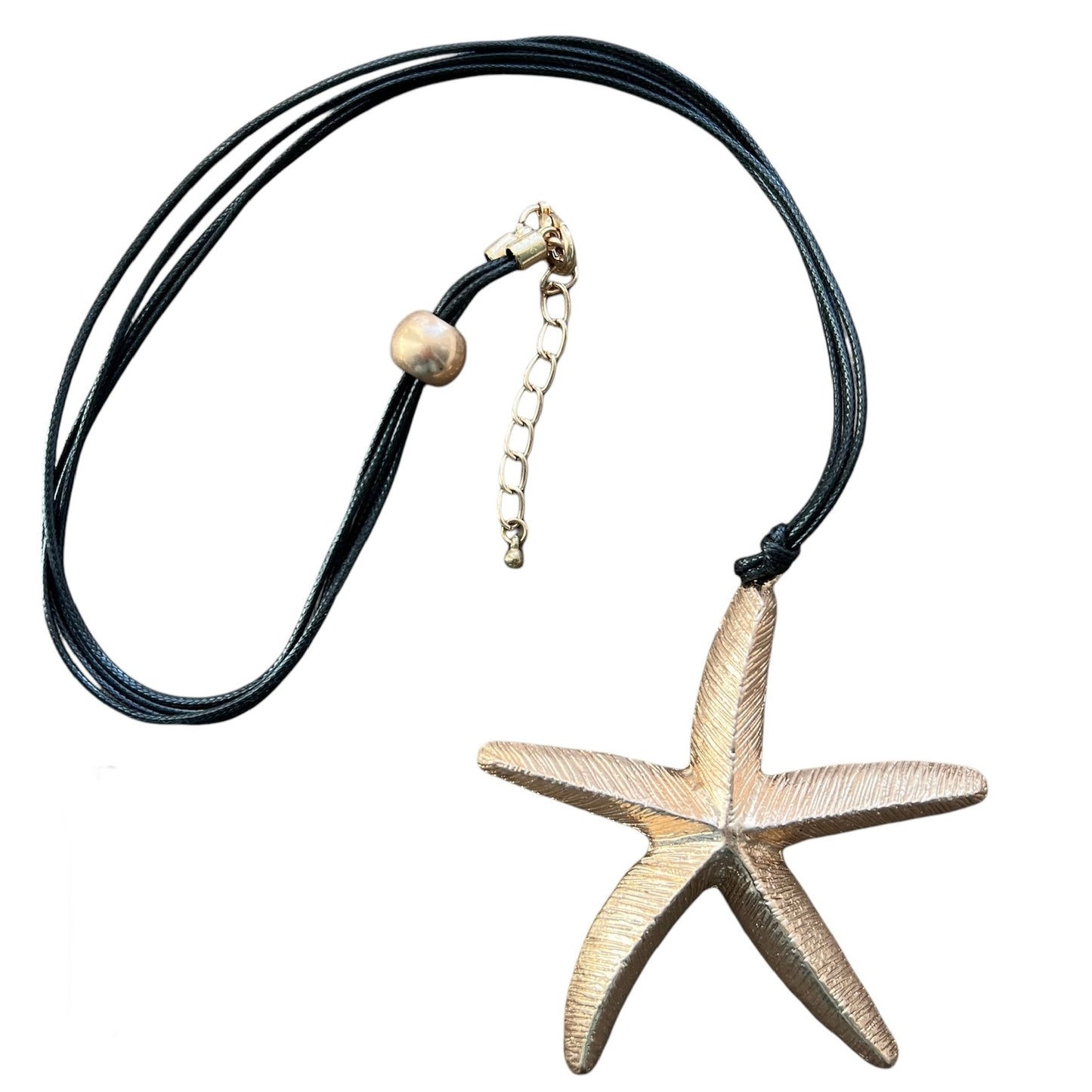 VINTAGE! collana lunga con maxi ciondolo-stella marina in metallo dorato