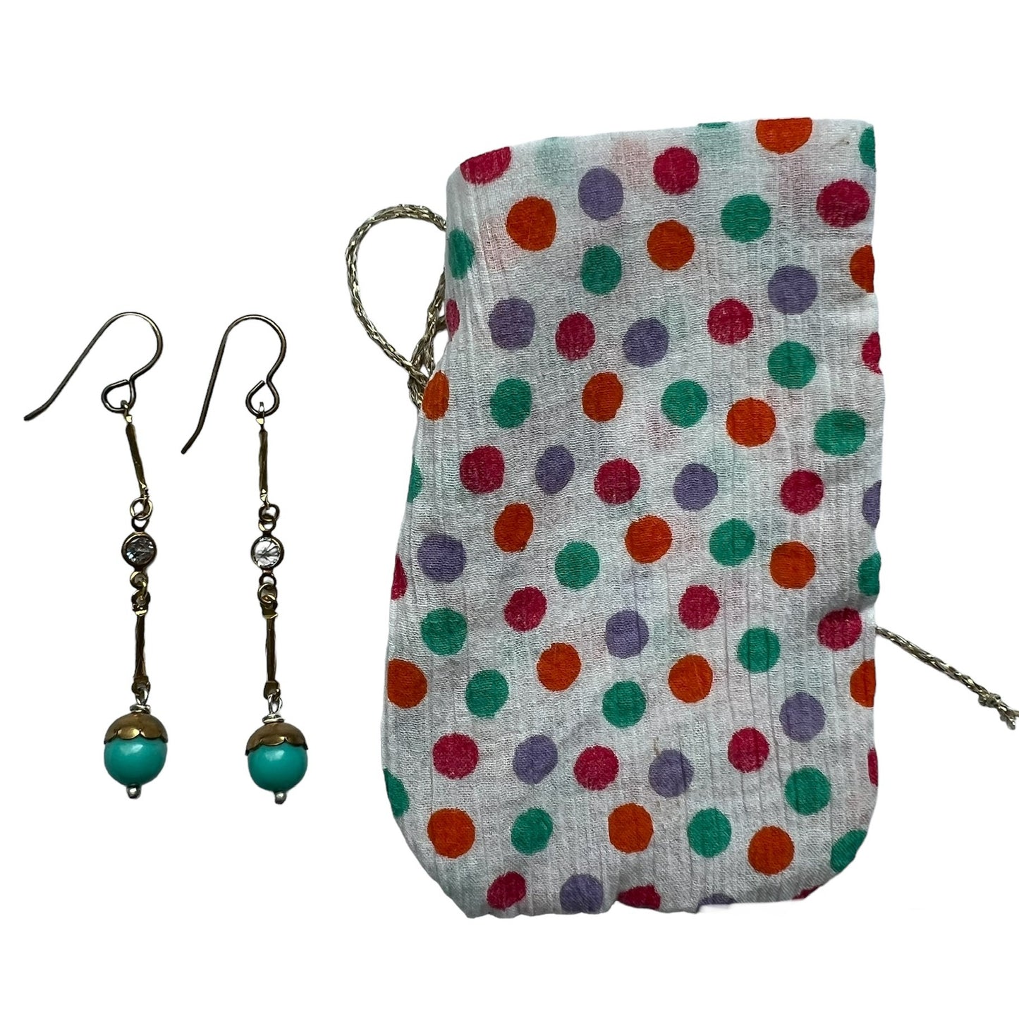 orecchini FATA & BIBI pendenti con sfere turchesi e strass