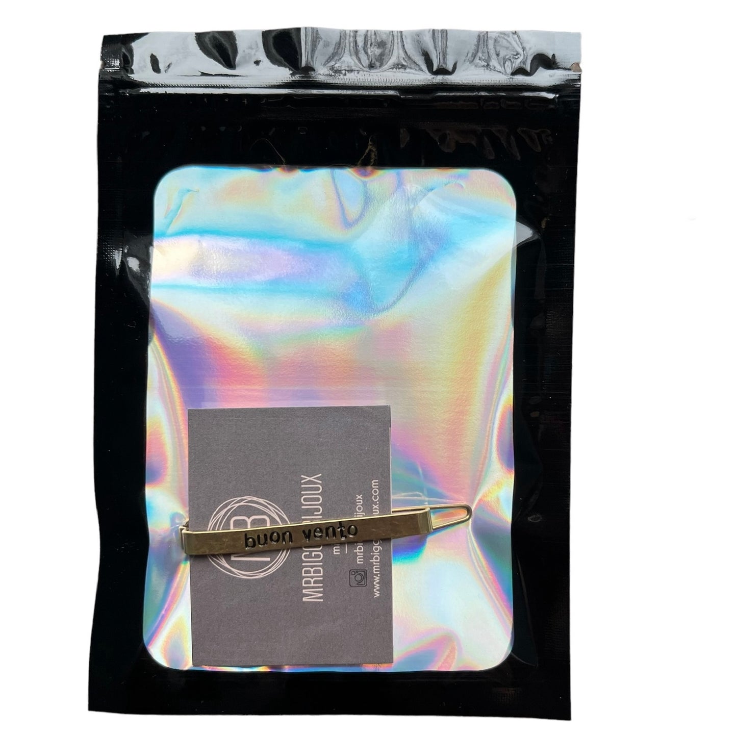 molletta per capelli MR BIGGY BIJOUX "buon vento" in ottone inciso a mano