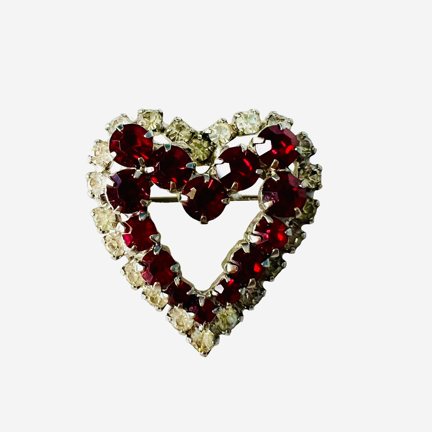 Vintage ! spilla cuore doppio giro strass