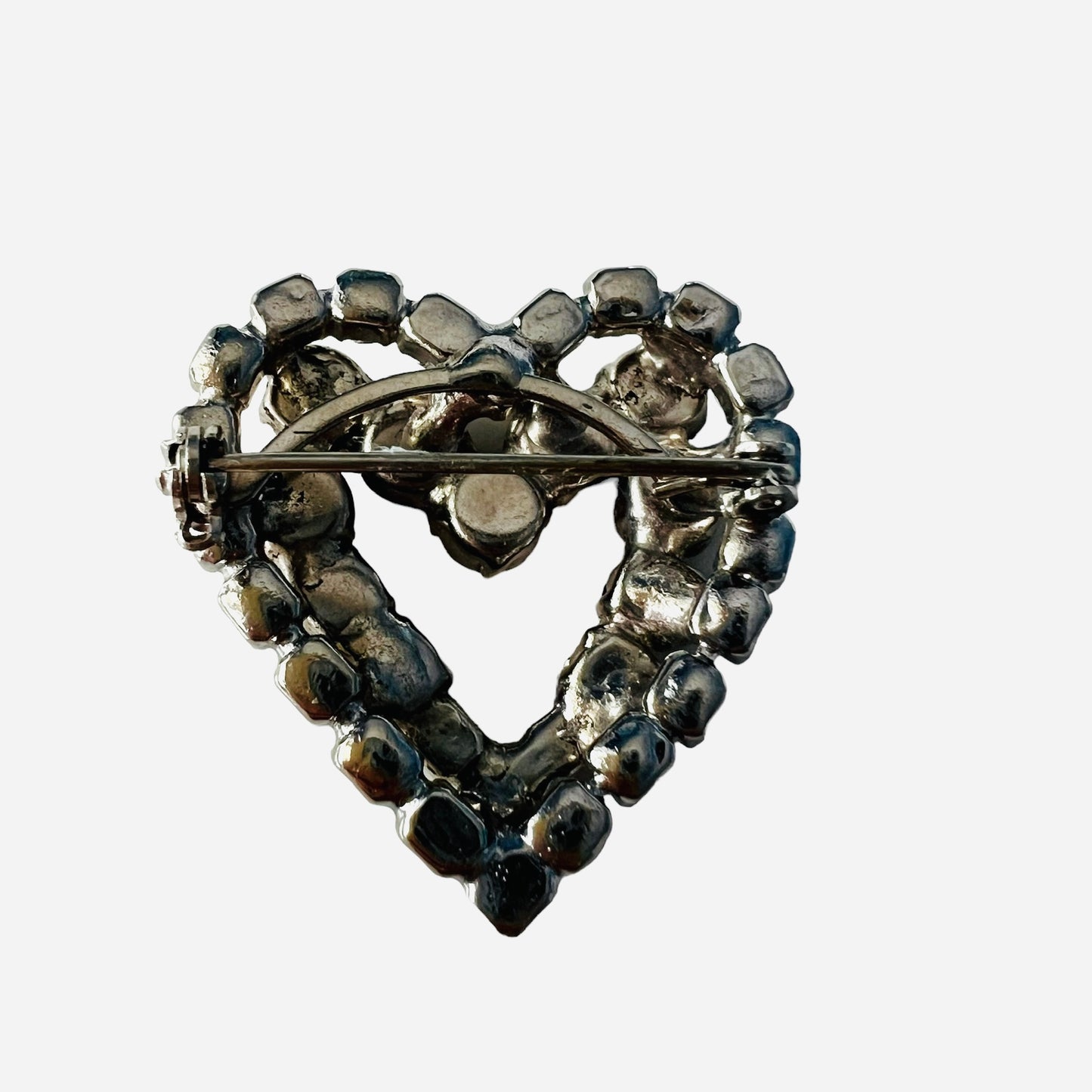 Vintage ! spilla cuore doppio giro strass