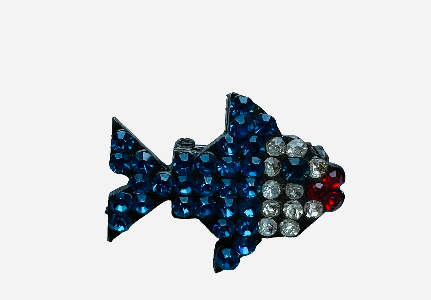 Vintage! spilla pesce con strass blu