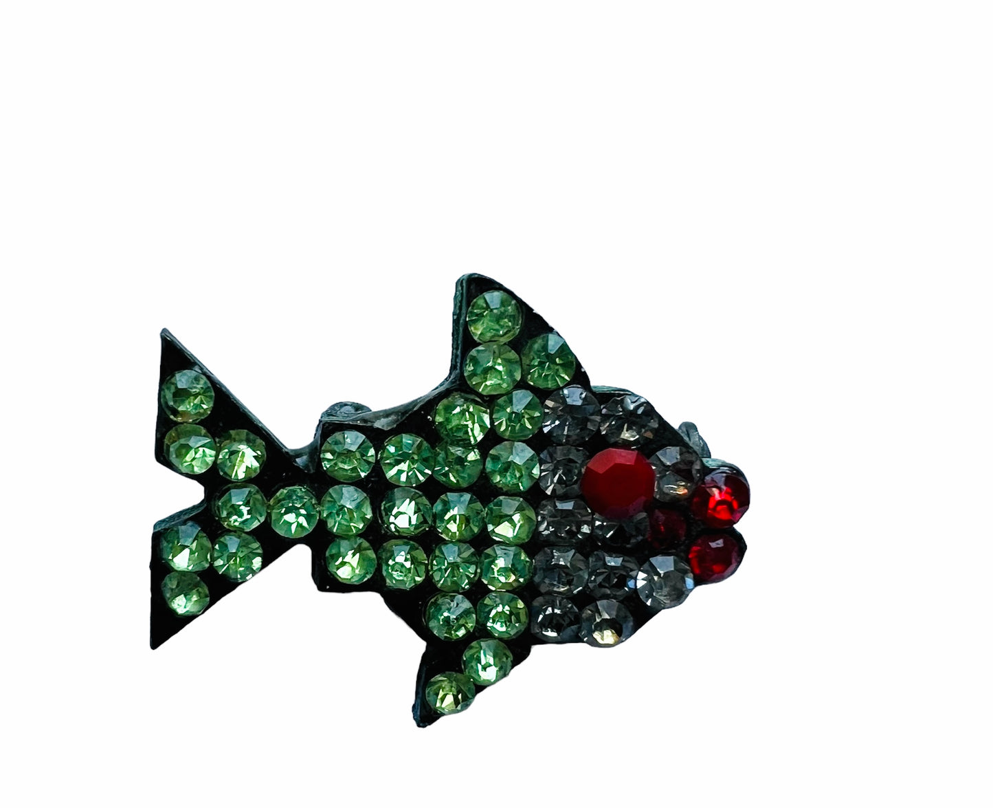 Vintage! spilla pesce con strass verde chiaro