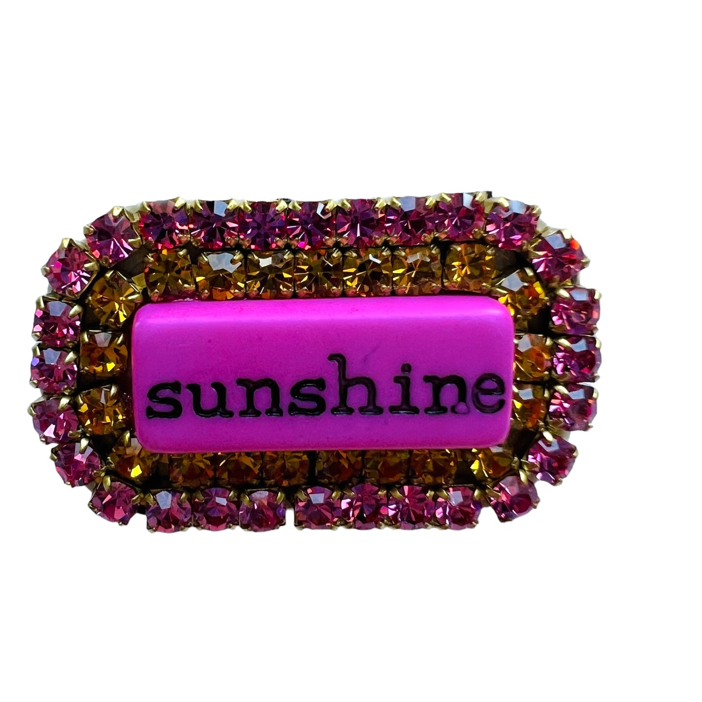 Spilla TEZEE “sunshine “ doppio giro strass rosa e arancio