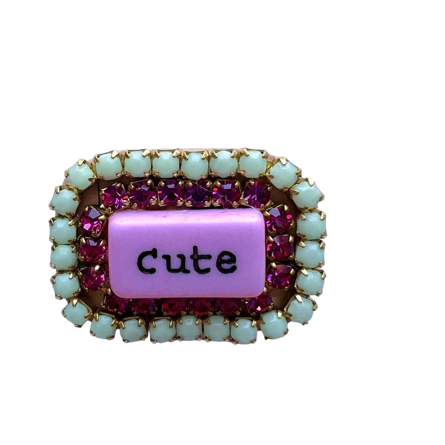 Spilla TEZEE “cute “ doppio giro strass fucsia e verde acqua