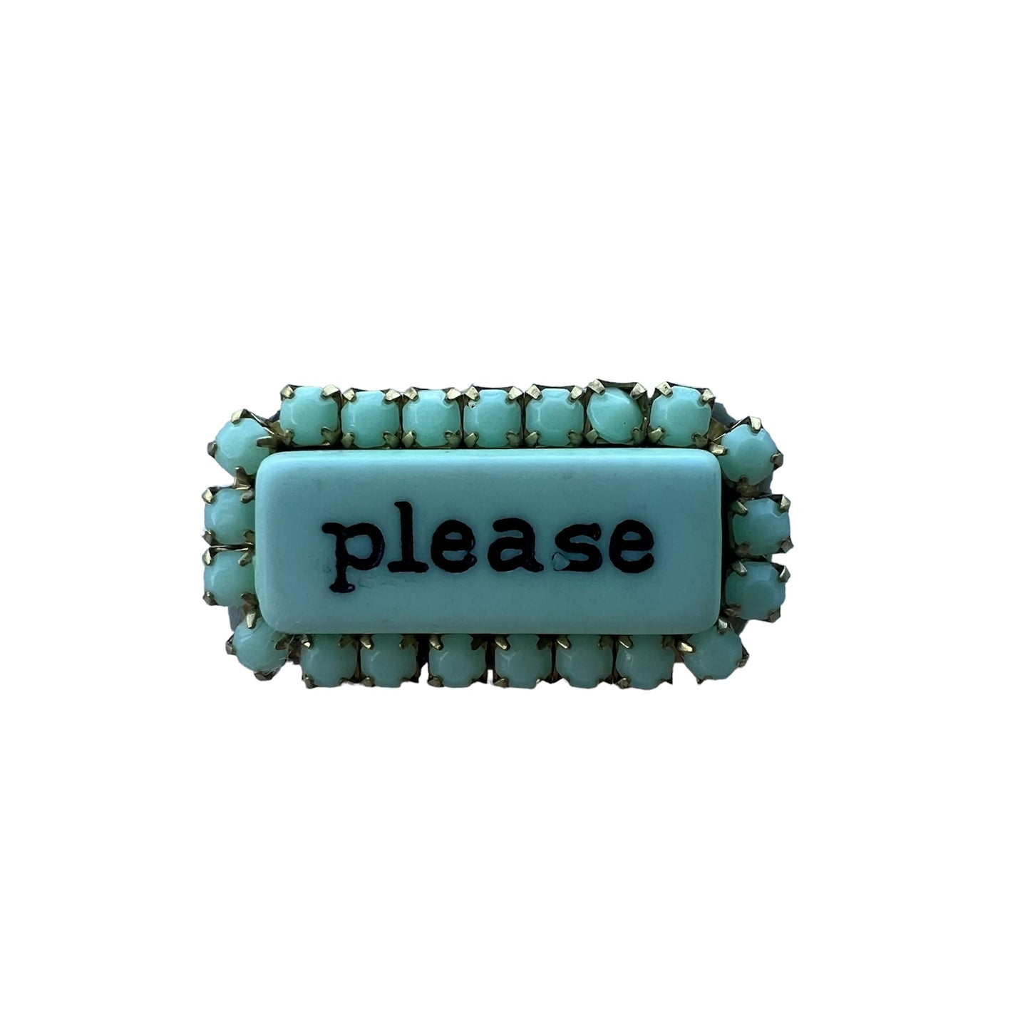 spilla TEZEE “please” verde acqua con strass