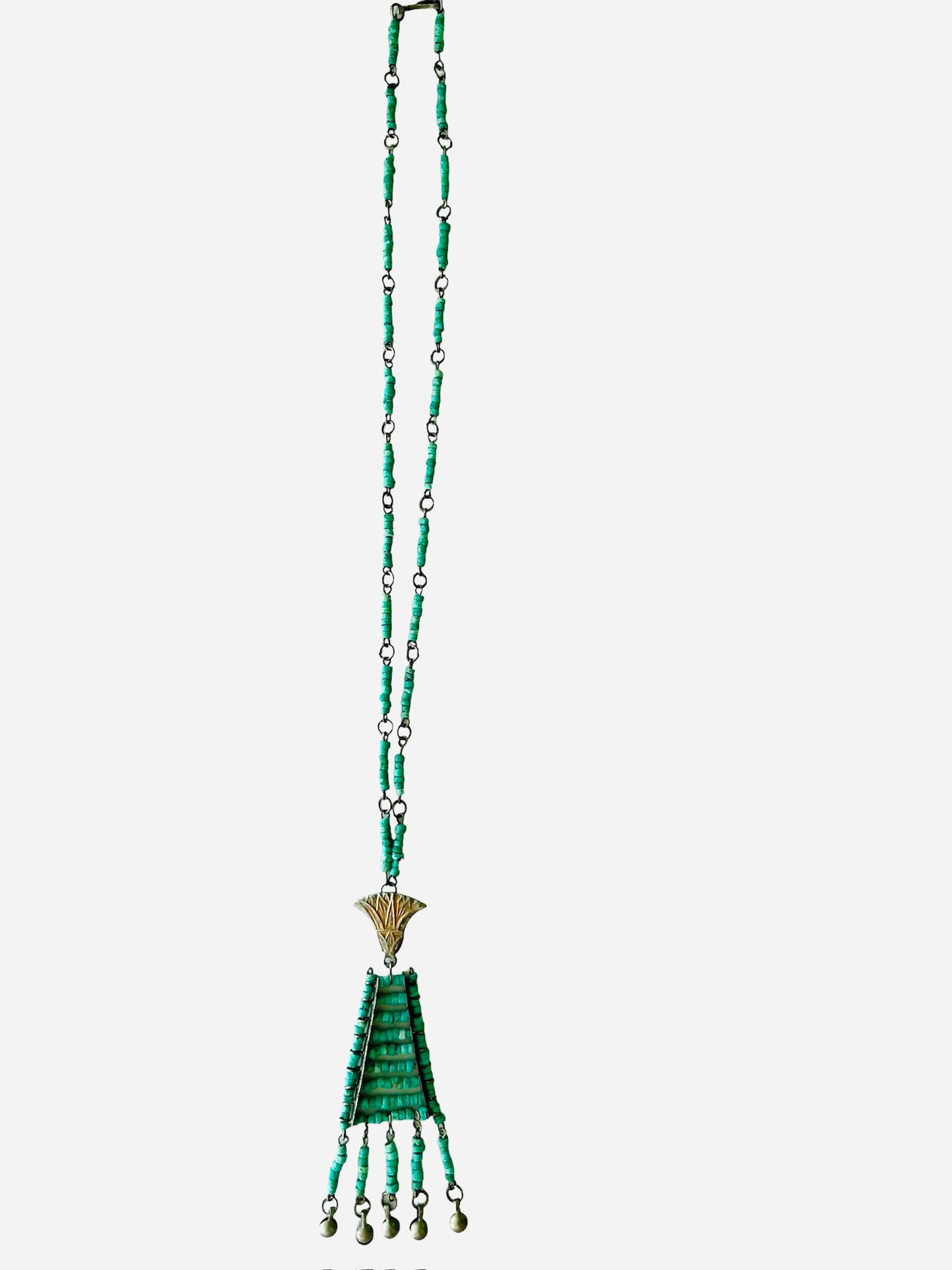 VINTAGE! Collana verde mare con ciondolo in perline