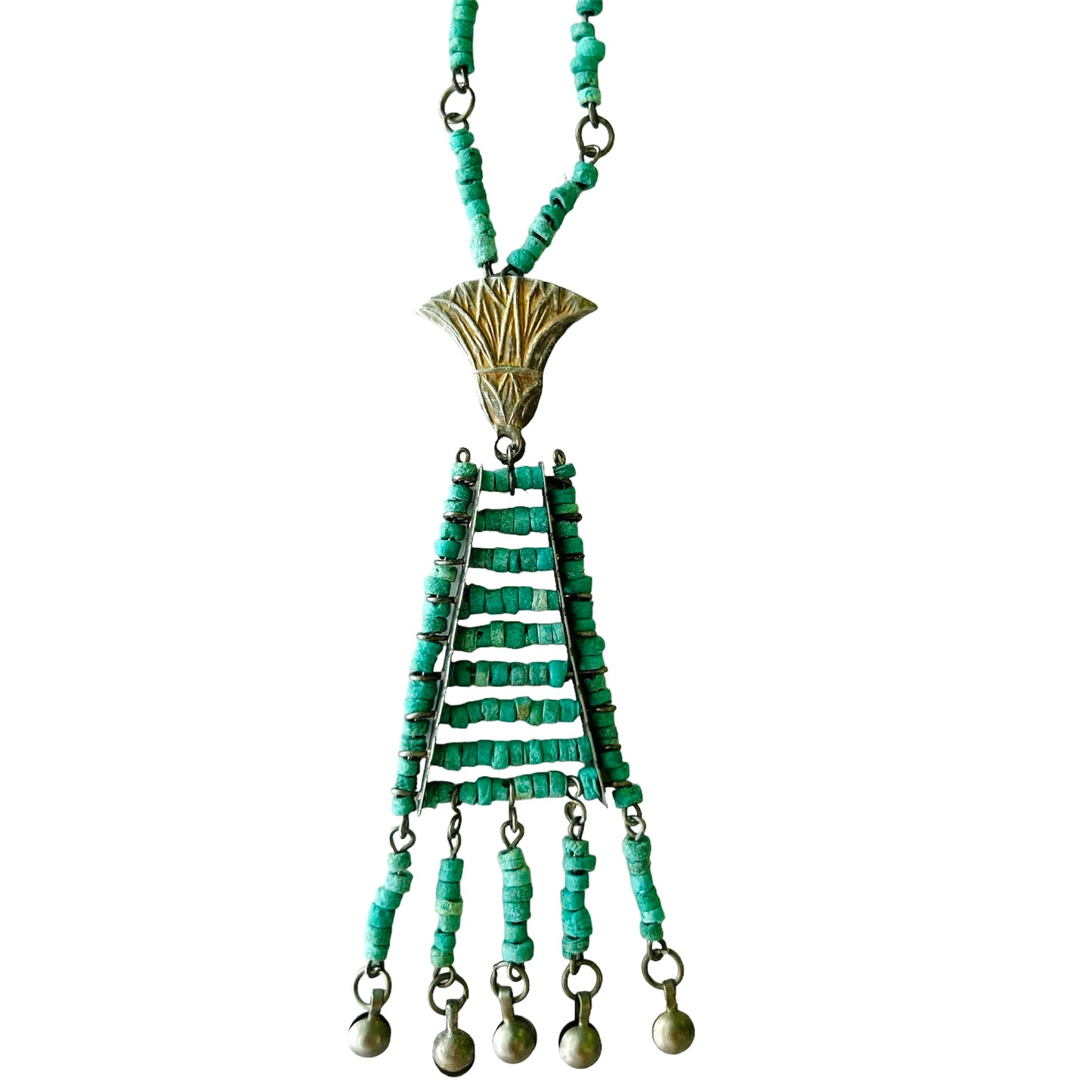 VINTAGE! Collana verde mare con ciondolo in perline