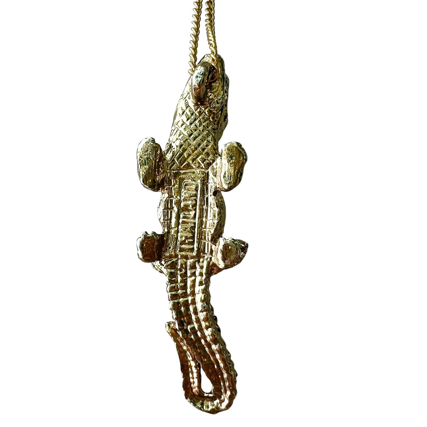 VINTAGE! collana con ciondolo coccodrillo in metallo e smalto