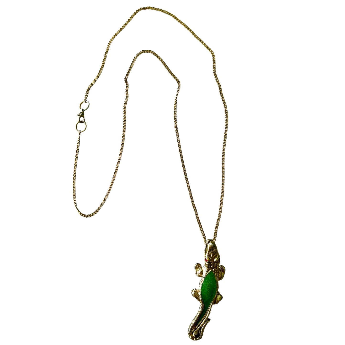 VINTAGE! collana con ciondolo coccodrillo in metallo e smalto