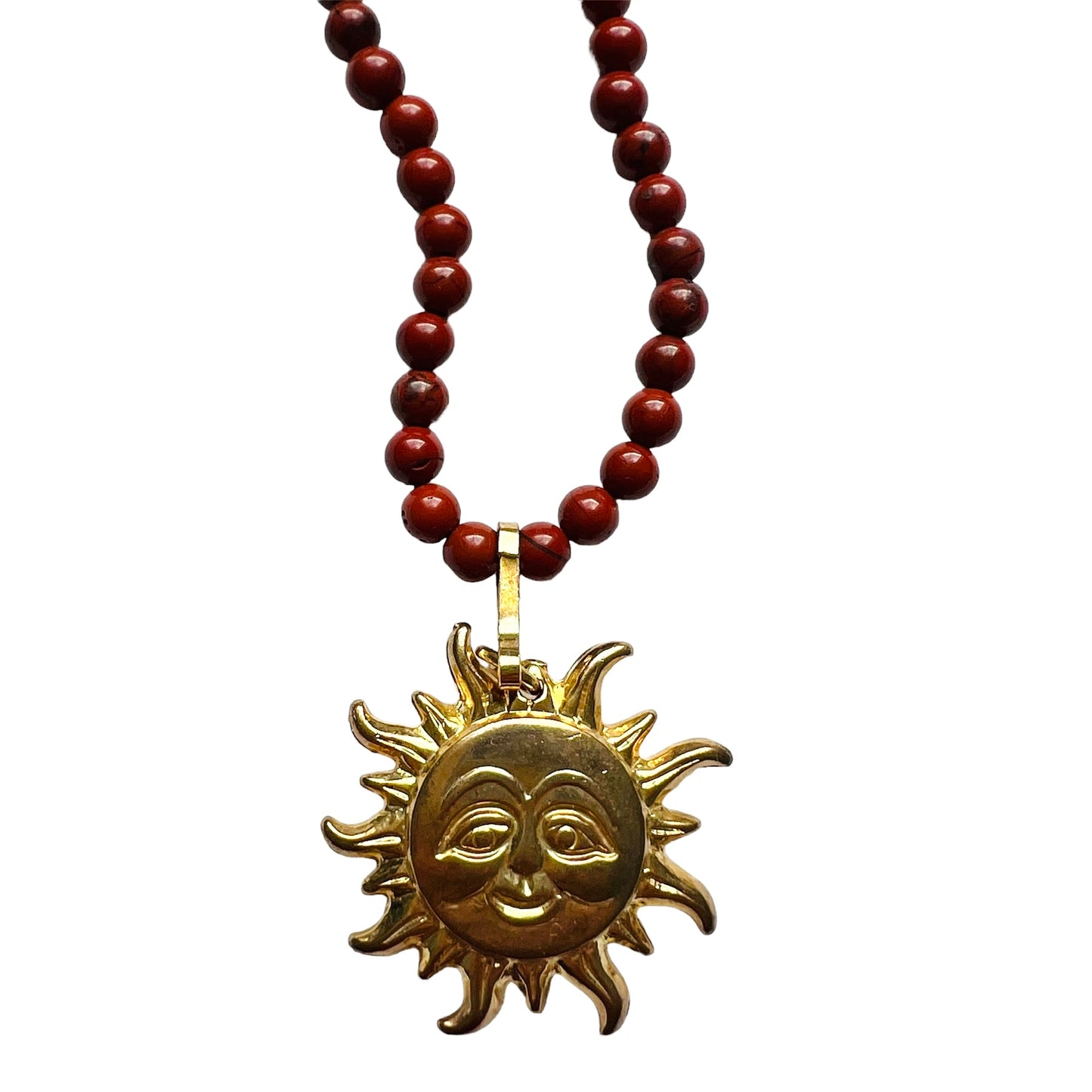 vintage! collana pietre dure rosse e ciondolo-sole staccabile