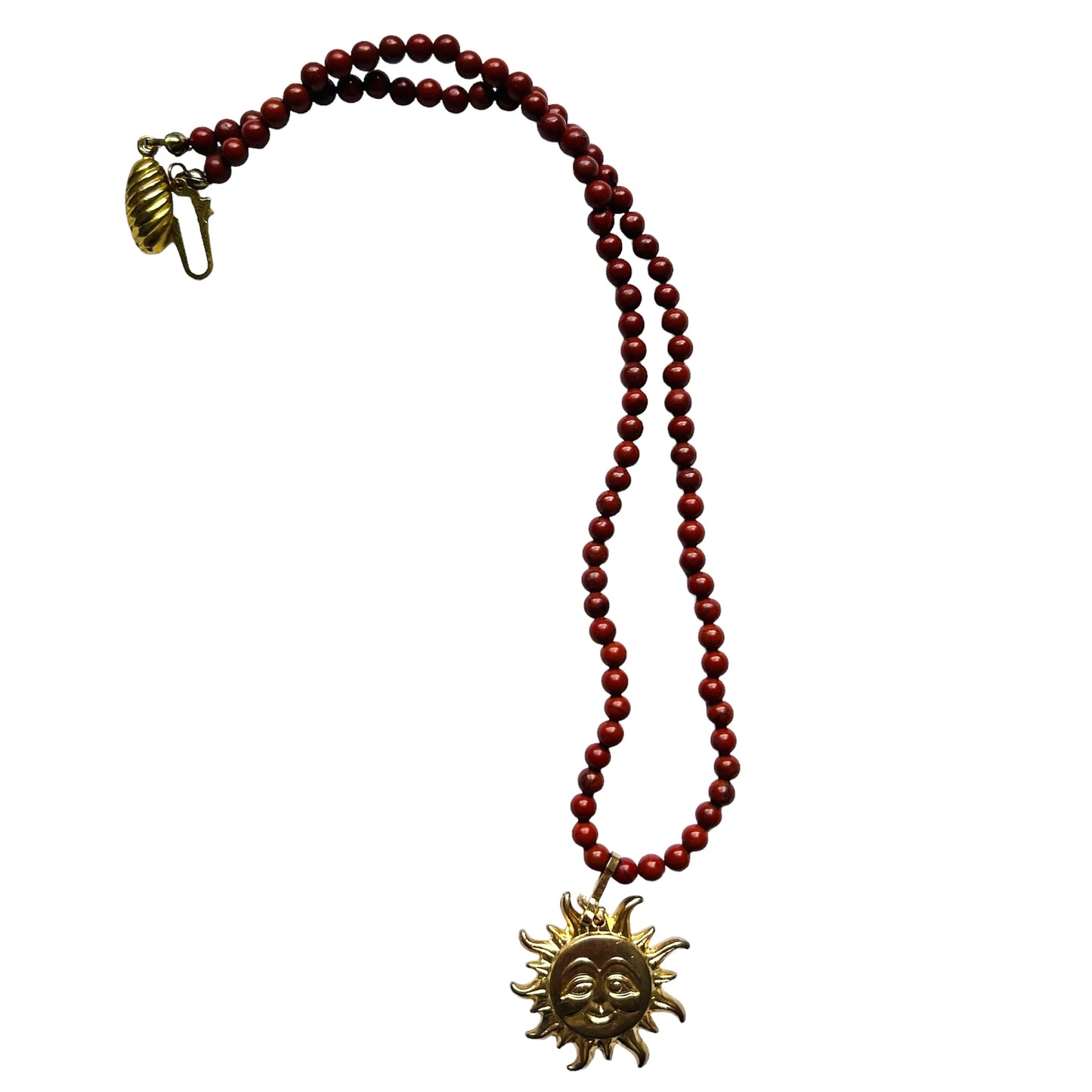 vintage! collana pietre dure rosse e ciondolo-sole staccabile