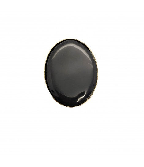 anello TOLEMAIDE con inserto ovale in ceramica blu notte e ottone brunito