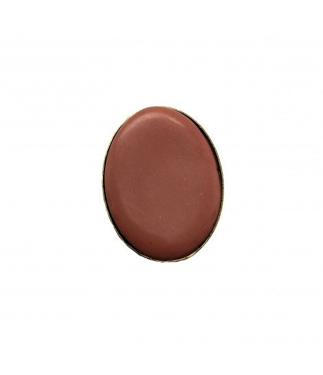 anello TOLEMAIDE con inserto ovale in ceramica lampone e ottone brunito