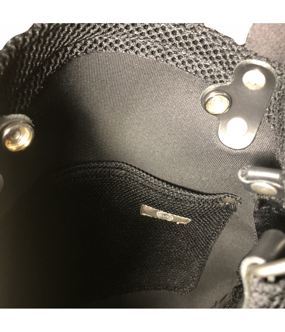borsa a mano SUD in neoprene nero e doppio manico in pelle nera con tracolla stccabile