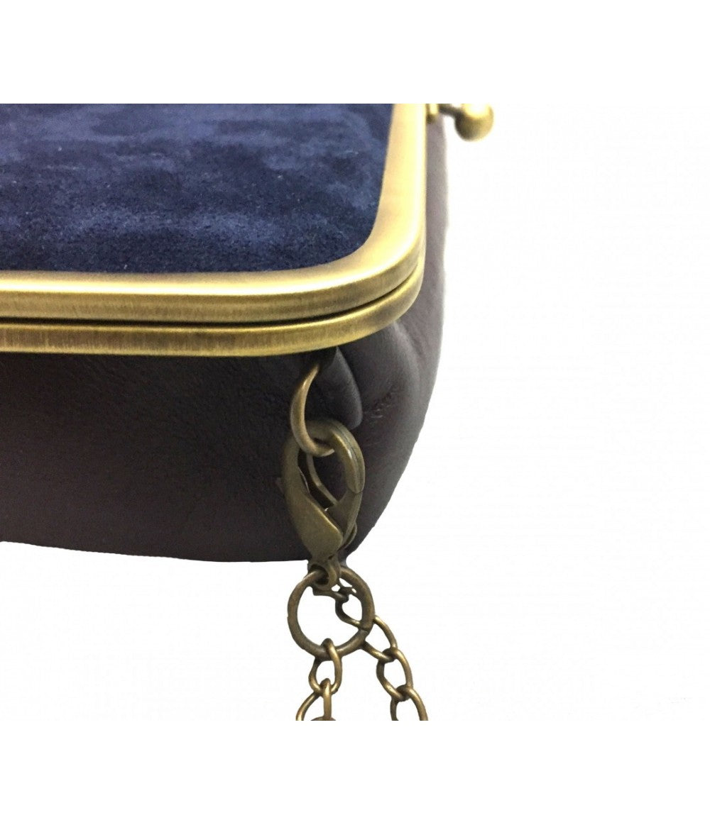 borsa a tracolla EXQUISITE in pelle e suede bordeaux e bluette