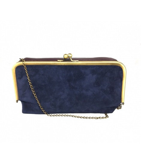 borsa a tracolla EXQUISITE in pelle e suede bordeaux e bluette