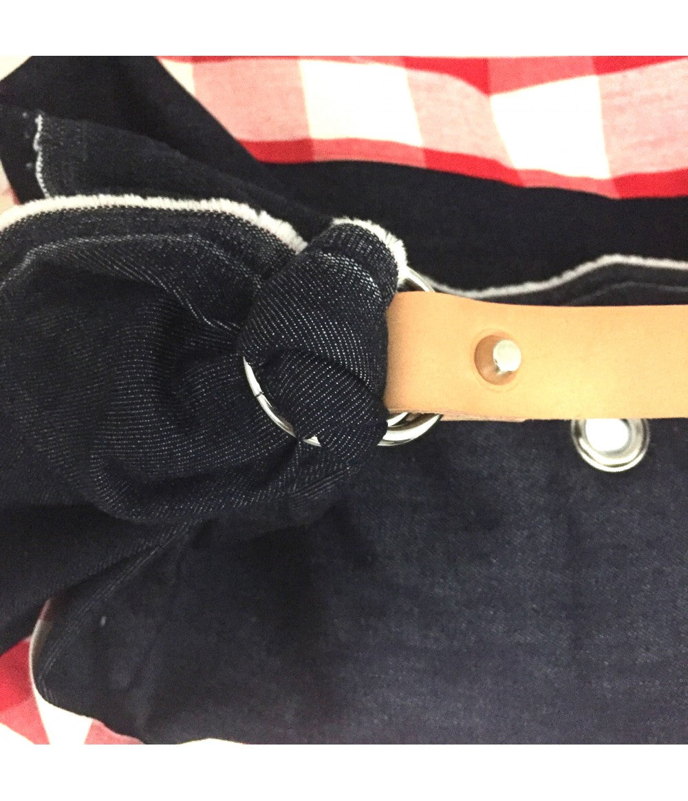 borsa a mano LESARDINE.COM maxi quadri vichy colore rosso e bianco +denim blu scuro