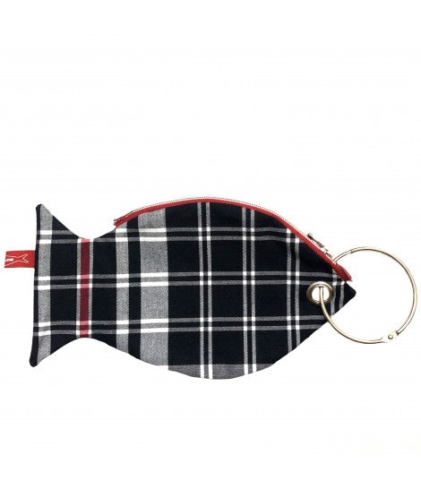borsellino-pesce LESARDINE.COM in cotone mandillo blu scuro e denim blu scuro