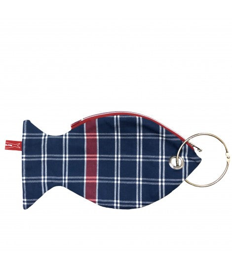 borsellino-pesce LESARDINE.COM in cotonel bluette e rosso