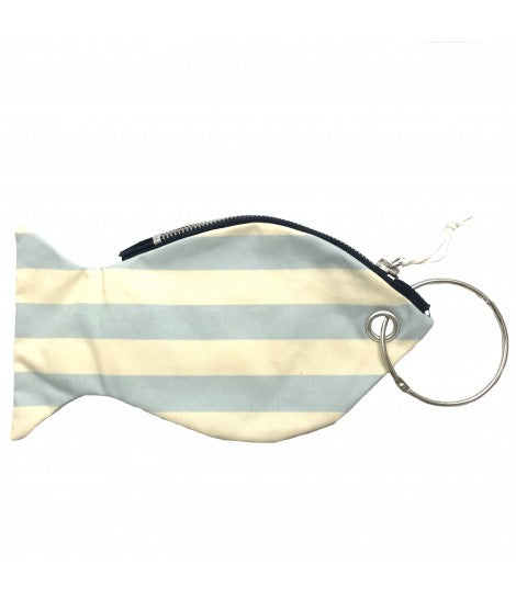 borsello-pesce LESARDINE.COM a righe orizzontali celeste+panna