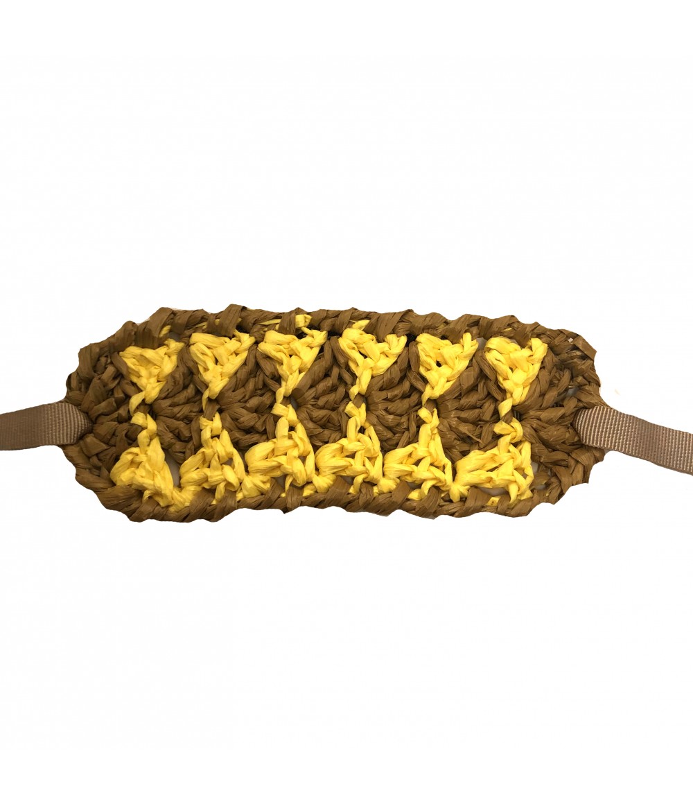 bracciale ISOLAROSA in rafia di viscosa intrecciata a mano colore giallo e grezzo