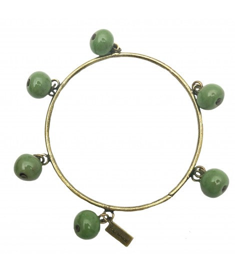 bracciale rigido TOLEMAIDE con ciondoli-biglie in ceramica basilico