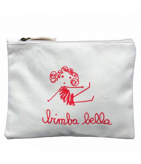 busta MADDALENA OLIVI in canvas di cotone stampato "bimba bella"