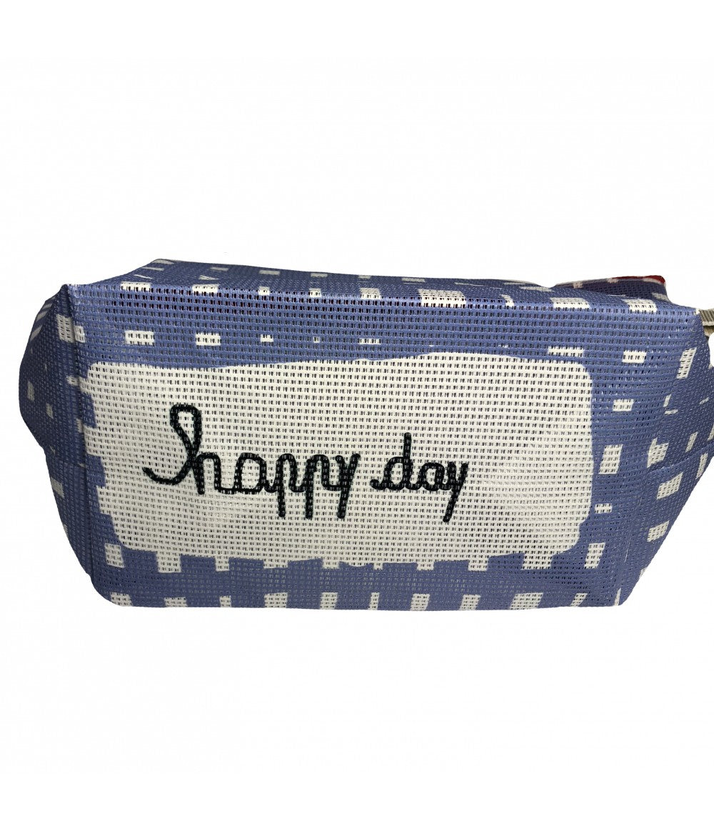 busta pochette mille usi MADDALENA OLIVI in rete stampata colore azzurro