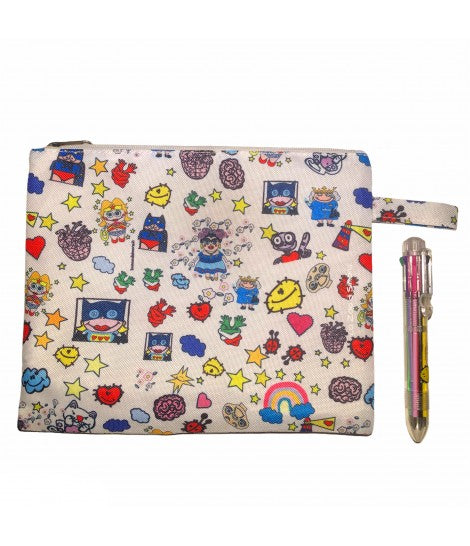 bustina LO ZOO DI SIMONA con stampa zoo-oleari bianco e occhiello