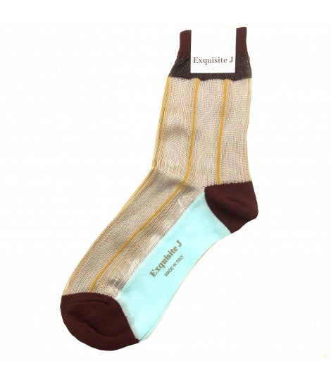 calzini EXQUISITE J con motivo di righine, tallone e bordi a contrasto con lurex