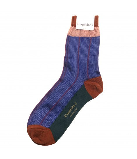 calzini EXQUISITE J con motivo di righine, tallone e bordi a contrasto con lurex
