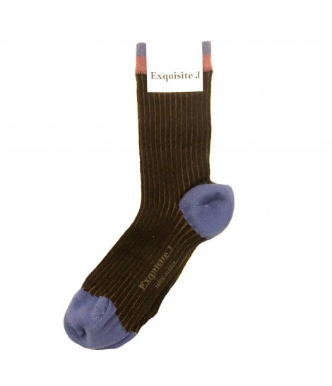 calzini EXQUISITE J in cotone ed elastam marrone castagna e lavanda