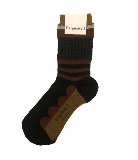 calzini EXQUISITE J jacquard nero e marrone bruciato