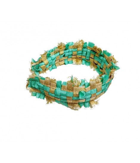cerchietto per capelli MARIA LA ROSA oro e verde mare