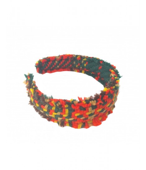 cerchietto MARIA LA ROSA in lana tessuta a mano rosso, giallo, verde e beige