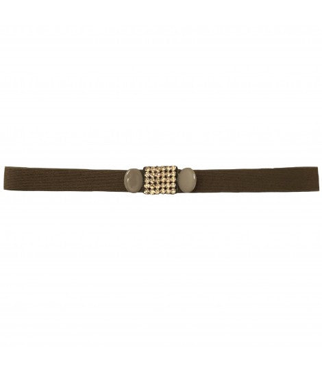 cintura EXQUISITE J in elastico con lurex e fibbia rosa cipria con cristalli e smalto