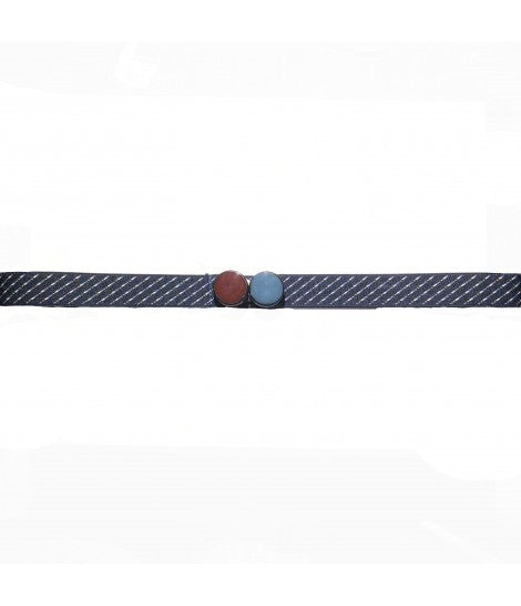 cintura EXQUISITE J blu micro fantasia fibbia tonda bordeaux e ottanio
