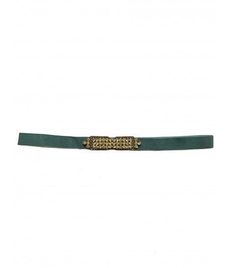 cintura elastica EXQUISITE J velluto verde salvia con fibbia di strass tono su tono