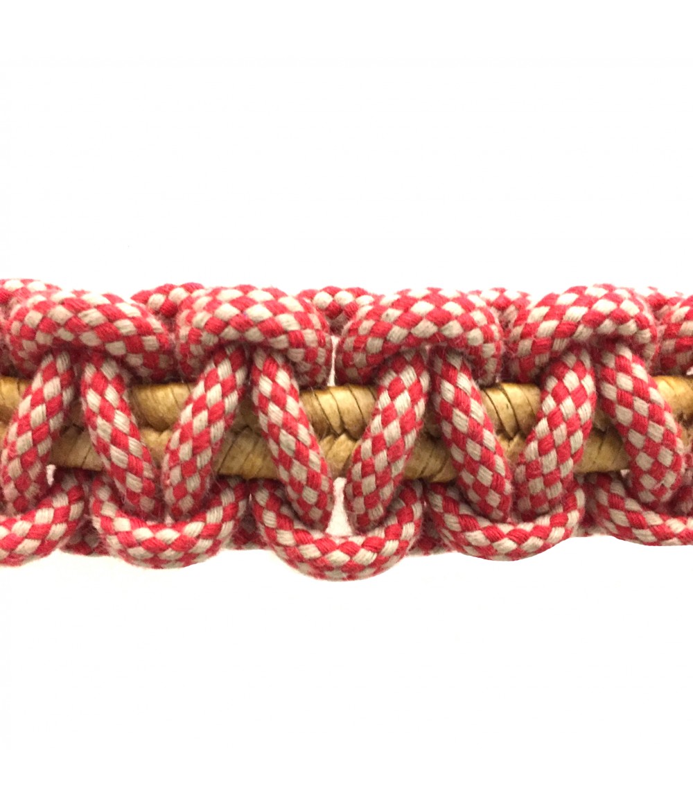 cintura EXQUISITE J con motivo scubidu' sul davanti in corda fragola+panna