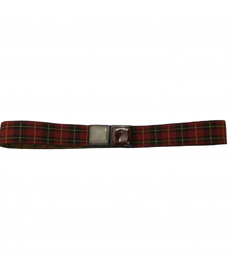 cintura EXQUISITE J tartan rosso+ nero fibbia doppio cubo in smalto