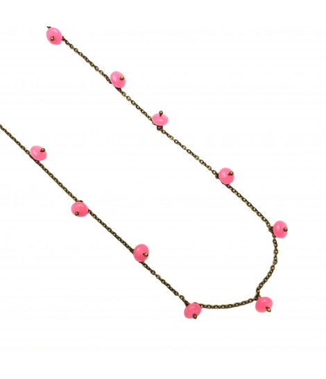 collana BARBARA MOGNI in ottone brunito con ciondoli in giada colore rosa babol
